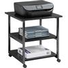 HOMCOM Carrello Porta Stampante a 3 Ripiani, Supporto Stampante con Ruote con Freno, Moderno e Salvaspazio in Acciaio e Legno, per Casa, Studio, Ufficio, 50x50x52.5cm, Nero