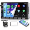 Rimoody Autoradio 2 Din con Wireless Carplay You-Tube Android Auto iOS/Android Mirror Link, 7 Pollici Touchscreen Radio Bluetooth FM Radio USB/AUX/EQ/Tipo C Controllo del Volante Telecamera Posteriore