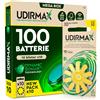 Udivita 100 Batterie per Apparecchi Acustici Misura 10 Gialle PR70 - Pile Zinco-Aria 1,45V Udirmax Tecnologia Dynamic Sonar - Formato Eco Pack - 10 Blister Ecologici da 10 Pile
