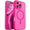 CANSHN Cover Magnetica per iPhone 16 Pro Max(6,9 Pollici), Compatibile con MagSafe, [Protezione Completa Della Fotocamera], Custodia Traslucida Opaca Protettiva Sottile Antiurto, Rosa Calda