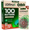 Udivita 100 Batterie per Apparecchi Acustici Misura 312 Udirmax Pile PR41 Marroni Eco Pack Zinco-Aria Dynamic Sonar Qualità Audio Costante design multi-foro - 10 Blister Ecologici da 10 Pile
