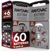 Udivita 60 Batterie per Apparecchi Acustici Rayovac Misura Extra 312 Sound Fusion Technology + 6 Pile Udivita - 10+1 Blister da 6 Pile