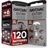Udivita 120 Batterie per Apparecchi Acustici Rayovac Misura Extra 312 Sound Fusion Technology - 20 Blister da 6 Pile
