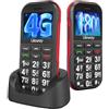CHAKEYAKE 4G Telefono Cellulare per Anziani con USB Tipo C Ricarica Rapida|1800mAh Batteria, Tasti Grandi,Volume Alto,Funzione SOS,Base di Ricarica, Chiamata Rapida,Torcia, Sveglia, Facile da Usare.Nero