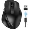 TECKNET Mouse Bluetooth Ergonomico, Mouse Wireless Ricaricabile con 3 Dispositivi (2*Bluetooth+USB), Poggiapollice Ergonomico, 4800 DPI, 6 Pulsanti, Mouse USB Silenzioso per Laptop/PC/Tablet/MacBook