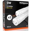 Eurocali 2x Tubo LED T8 9w 60cm Alta Luminosità 1350 lumen Fascio Luminoso 320° - Luce Bianco Caldo 3000K - Sostituzione Neon