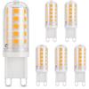 DiCUNO Lampadina LED G9 3W, 410lm, Equivalente 30W alogeno, Bianco caldo 2700K, 220-240V, CRI 85, NON dimmerabile, Risparmio energetico, Base in ceramica, Base standard G9, 6 Pezzi