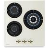 Klarstein Victoria Piano Cottura Gas 3 Fuochi, 6050W, Vetro, Accensione Elettrica, GPL & Metano, Sicurezza Spegnimento, 45cm, Stile Retrò, Fornello a Gas, Kit Incluso, Crema