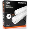 Eurocali Tubo LED 60cm G13 T8 9W 850 lumen - Luce Bianco Naturale 4000K - Fascio Luminoso 160° - Sostituzione Neon - Pacco da 2