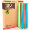 Baciato Caffè 100 Cannucce Colorate Larghe Jumbo 15 cm x 8 mm per Cocktail - Ideali per Feste Eventi Drink e Bevande - Made in Italy - Rigide Ecologiche Biodegradabili Compostabili Riutilizzabili