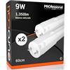 Eurocali 2x Tubo LED T8 9w 60cm Alta Luminosità 1350 lumen Fascio Luminoso 320° - Bianco Naturale 4000K - Sostituzione Neon