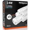 Eurocali 5x Tubi LED 90cm G13 T8 14W 1400 lumen - Luce Bianco Freddo 6500K - Fascio Luminoso 160° - Sostituzione Neon