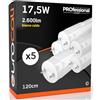 Eurocali 5x Tubo LED T8 17,5W 120cm Alta Luminosità 2600 lumen Fascio Luminoso 320° - Luce Bianco Caldo 3000K - Sostituzione Neon