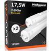 Eurocali 2x Tubo LED T8 17,5W 120cm Alta Luminosità 2600 lumen Fascio Luminoso 320° - Luce Bianco Caldo 3000K - Sostituzione Neon