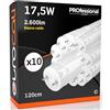 Eurocali 10x Tubo LED T8 17,5W 120cm Alta Luminosità 2600 lumen Fascio Luminoso 320° - Luce Bianco Caldo 3000K - Sostituzione Neon