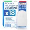 Eurocali Ricarica Polifosfato in Polvere per Caldaie Lavatrici ed Elettrodomestici Universale 1/2" 4,1x7,3cm per Filtro e Dosatori Protezione Anticalcare e Anticorrosiva - Confezione da 18 Ricariche