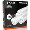Eurocali Tubo LED 120cm 17,5W 2600 lumen - Bianco Caldo 3000K - Policarbonato - Tubo T8 Attacco G13 - Sostituzione Neon - Pacco da 6