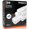 Eurocali 5x Tubo LED T8 9w 60cm Alta Luminosità 1350 lumen Fascio Luminoso 320° - Luce Bianco Freddo 6500K - Sostituzione Neon