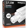 Eurocali Tubo LED 120cm 17,5W 2600 lumen - Bianco Freddo 6500K - Policarbonato - Tubo T8 Attacco G13 - Sostituzione Neon - Pacco da 6