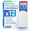 Eurocali Ricarica Polifosfato in Polvere per Caldaie Lavatrici ed Elettrodomestici Universale 1/2" 4,1x7,3cm per Filtro e Dosatori Protezione Anticalcare e Anticorrosiva - Confezione da 12 Ricariche