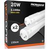 Eurocali 2x Tubi LED 150cm G13 T8 20W 2100 lumen - Luce Bianco Caldo 3000K - Fascio Luminoso 160° - Sostituzione Neon