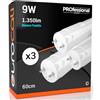 Eurocali 3x Tubo LED T8 9w 60cm Alta Luminosità 1350 lumen Fascio Luminoso 320° - Bianco Freddo 6500K - Sostituzione Neon