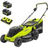 SnapFresh Rasaerba Tagliaerba a Batteria 40V (Larghezza di Taglio 38cm, Brushless, 45L Sacco Raccoglitore, 25-75 mm Altezza di Taglio,2×20V×4,0Ah Batterie e Caricatore Rapido)