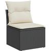 vidaXL Sedia da Giardino Senza Braccioli con Cuscini Nera Polyrattan