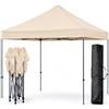 BRICOZONE Gazebo Professionale 3x3 Metri Pieghevole Impermeabile Struttura In Acciaio Rinforzata Telo Oxford 1200D PVC Protezione UV Sacche Zavorra Picchetti Corde E Borsa Custodia Giardino (Beige)