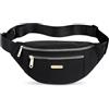 Ysmorla Marsupio Donna Uomo,Marsupio Viaggio da Lavoro,Fanny Pack Waist,Bum Bag Belt,Marsupi Sportivo a Tracolla Regolabile,Borsa Monospalla da Shopping per Viaggi, Running, Uso Quotidiano - Nero