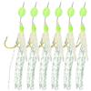 Garpotic 6 esche Sabiki Rig con morbide piume e perline fluorescenti, ami per aringhe, in acciaio al carbonio e silicone, #8-#18, per acqua salata pronta per sgombro e spigola (12#)