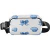 ISAOA Marsupio a tracolla alla moda marsupio con cinturino regolabile Dream Blue conchiglie fiocco per allenamento, shopping, viaggi, escursionismo