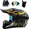 KHBTFNB Casco da Motocross Gioventù Bambini, Integrale Fuoristrada Strada Bici da Cross Moto Casco, DOT Certificato In Discesa ATV MTB BMX Enduro Caschi, con Occhiali Guanti Maschera