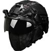 ZJIEYU Set di Elmetto Tattico Leggero, con Maschera in Rete D'acciaio e Visiera Regolabile Bicolore, Copertura In Nylon per Elmetto, per Softair Paintball Caccia e Pallini BB