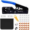 Brunexis Crimpatrice RJ45 per Connettori RJ45, Pinza Crimpatrice RJ45 con 20x Connettori Cat 7 Pass Through Schermati, 1x Spellafili, 1x Connettore RJ45 Cat7, 1x Modulo Keystone RJ45 - Kit Crimpatrice Ethernet