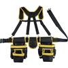 predolo Cintura Porta Attrezzi con Bretelle Multitasca Zaino Porta Attrezzi Portautensili da Lavoro Design Ergonomico per Elettricisti, Cantiere, Nero + Giallo Zafferano