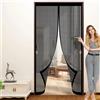 CHBIN Zanzariera Magnetica Vetroresina 63 x 122 cm, Magnetica, Chiusura Automatica, Senza Foratura, Rete Fine, Trasparente Tenda per Porta Finestra Balcone, Nero