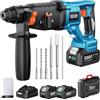 Seesii 3.2J Martello Perforatore a Batteria: 850W Potente, 2 Batterie 5000mAh, Tassellatore a Batteria con 3 Funzioni (Rotazione/Perforazione/Scalpello), Kit Completo con Valigetta SDS-Plus