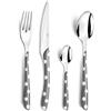 Amefa Scoppiare Piselli Set di Posate da 16 Pezzi, Confezione da 4 Persone, Inossidabile Acciaio Inox 18 EU Bi iniezione plastica, Grigio