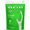 Grin Clean Flosspyx Filo interdentale, 75 pezzi, gusto menta, plastica riciclata, super resistente, per denti stretti, testina più lunga di alta qualità, include scovolino pieghevole sicuro
