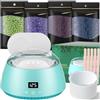 CITHOT Cera Brasiliana Kit, Scaldacera Professionale per Depilazione, Siliconico Depilazione Barattolo con LCD Temperatura Regolabile (Blu, 21 * 21 * 15cm)