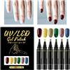 Generic Penne per pittura delle unghie, 6 colori, punta fine, penne per unghie ad asciugatura rapida, per fai da te, donne, uomini, giovani, principianti, madri, manicure, saloni di bellezza e casa