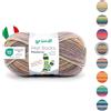 Gründl Hot Socks Madena (lana per calze 75% lana vergine (superwash) e 25% poliammide, made in Italy, 4 fili per calzini, 100 g/420 m, spessore ago: 2,5 mm - 3 mm, 1 x 100 g), mix di noci