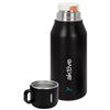 AKTIVE Borraccia termica in acciaio inox, 1 l, nero, misura 9,5 x 9,5 x 25 cm, tappo ermetico, con tazza, manico a cinghia, senza BPA, base antiscivolo, bottiglie termiche (63135)
