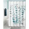 InterDesign iDesign Botanical Poly Tende per doccia in tessuto impermeabile, Tenda vasca da bagno in poliestere con motivo floreale, grigio e blu