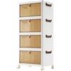 BARGAIN FACTORY Set di contenitori impilabili a 4 ripiani con coperchi, capacità 23 l per ripiano, bidoni con ruote e freni