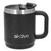 AKTIVE Bicchiere termico in acciaio inox, 400 ml, nero, 13 x 9 x 12 cm, coperchio scorrevole, senza BPA, doppia parete