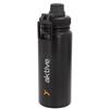 AKTIVE Bottiglia termica in acciaio inox, 600 ml, nero, sistema antigoccia, maniglia per il trasporto, senza BPA, 8,5 x 8 x 24 cm