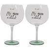 Mr. Wonderful - Bicchiere ballon - It's gin o'clock - Bicchiere ballon con messaggio - Realizzato in vetro - Capacità: 70 cl. (Confezione da 2)
