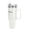 AKTIVE Bicchiere termico in acciaio inossidabile, 1,2 l, bianco, misura 15 x 10 x 27 cm, tappo ermetico anti-perdite, incorpora cannuccia, manico ergonomico, senza BPA, base antiscivolo, bottiglie